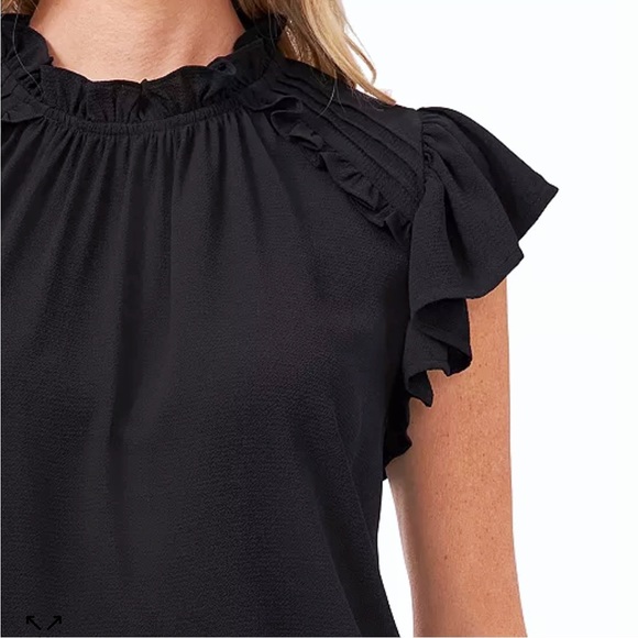 CECE Mock Neck Ruffled Flutter Sleeve Top - Picture 11 of 11